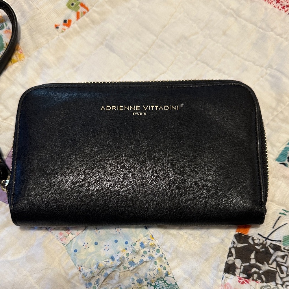 Adrienne Vittadini Black Leather Clutch